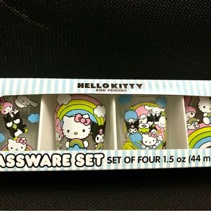 New Hello Kitty and Friends Glassware Set Of Four, Shot Glass 1.5oz